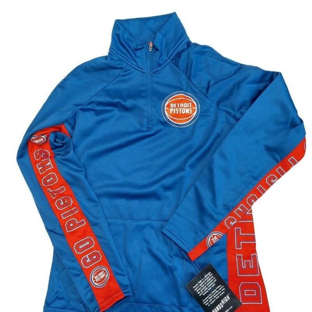 NBA Detroit Pistons Hands High Womens Size S MVP Quarter Zip Pullover Royal